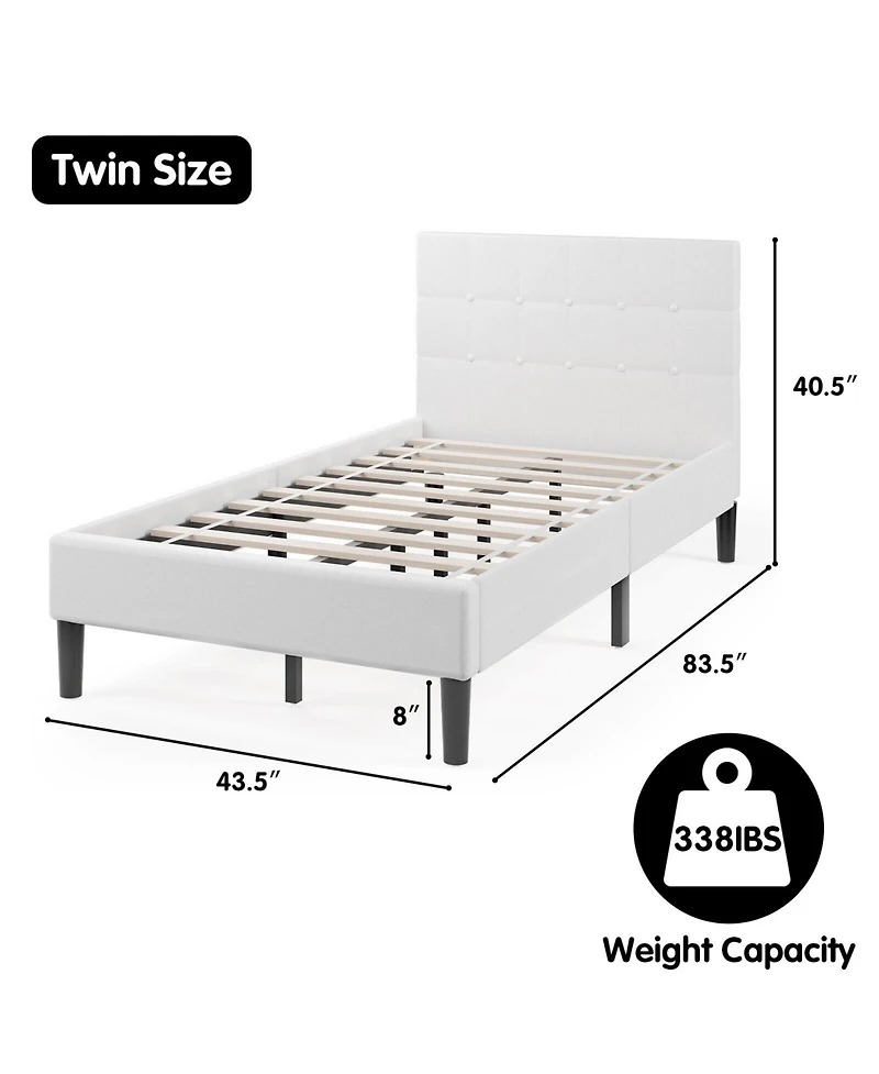 Sugift Platform Bed with Button Tufted Headboard