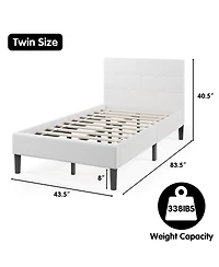 Sugift Platform Bed with Button Tufted Headboard