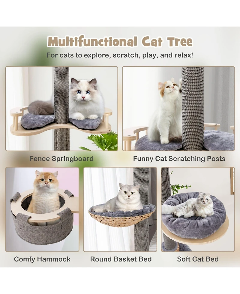 Cozito Cat Tree Floor to Ceiling 93-107 in Adjustable Height