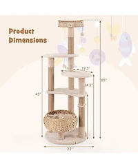 Cozito Cat Tree 59 in with Perch Soft Hammock and Condo Indoor