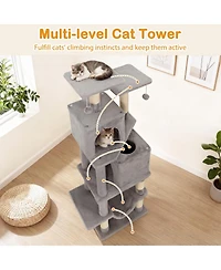 Cozito Cat Tree 57 in with 2 Condos Hammock and Hanging Balls
