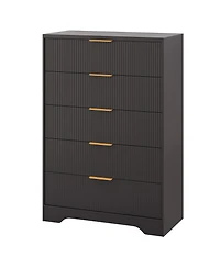 gaomon Bedroom 31.5" Tall Dresser, 5 Drawer Chest of Drawers, Engineered Wood Storage Cabinet with Gold Handles.