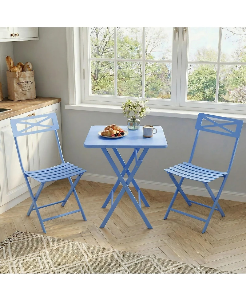 gaomon Patio 3-Piece Bistro Set Metal Folding Outdoor Table Chairs