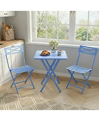 gaomon Patio 3-Piece Bistro Set Metal Folding Outdoor Table Chairs
