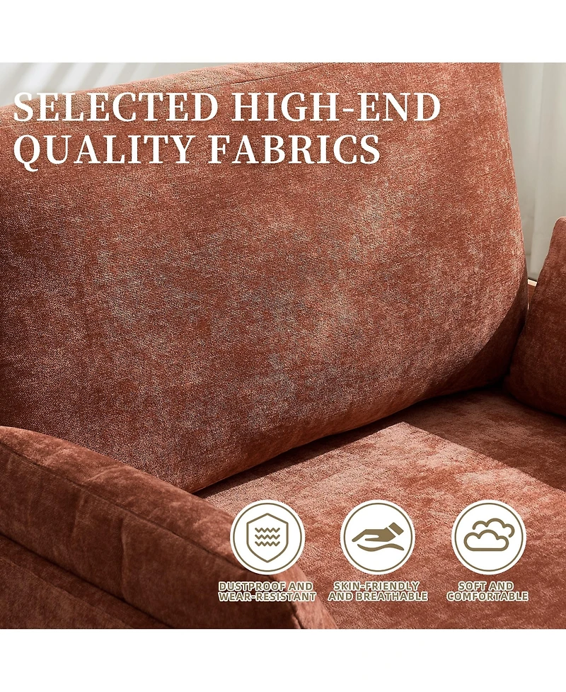 Rainsken Chenille Convertible Sleeper Sofa Bed with 3 Pillows and Side Pocket, Modern Lounge Recliner for Living Room