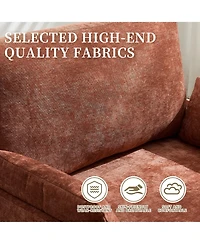 Rainsken Chenille Convertible Sleeper Sofa Bed with 3 Pillows and Side Pocket, Modern Lounge Recliner for Living Room