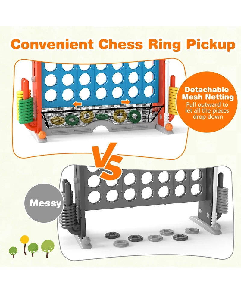 Slickblue Jumbo Connect Game with Ring Toss and Basketball Hoop Set