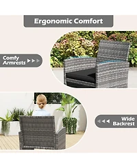 Gouun 4-Piece Wicker Patio Seating Set with Loveseat, Armchairs, and Glass Table