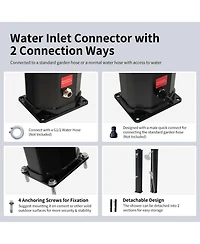 Gouun Solar Heated Outdoor Shower, 7.2 ft, 9.3-Gallon with Hand and Foot Tap