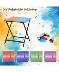 Sugift 28 in Patio Folding Square Table with Slatted Tabletop