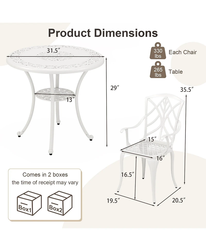Sugift 5 Piece Patio Cast Aluminum Dining Set with Umbrella Hole