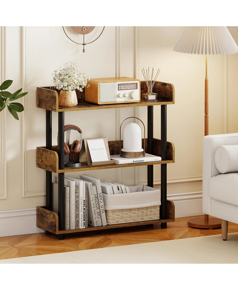 Sugift 3-Tier Bookshelf with Anti-Tipping Kit and Industrial Storage Unit for Living Room