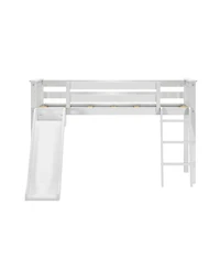 Max & Lily Low Loft With Easy Slide and Orange Camper Van Curtain