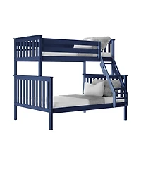 Max & Lily Bunk Bed Twin over Full Size, Solid Wood Beds with Ladder for Kids