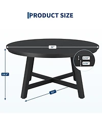 gaomon Round Coffee Table 36" Center Table,Large Coffee Table Accent Tables with Adjustable Feet, Living Room Tables with Thickened Legs