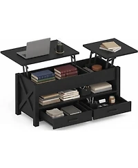 gaomon 47.2'' Lift-Top Coffee Table with Split Lift Design, Storage Shelf, 2 Drawers & Hidden Compartment