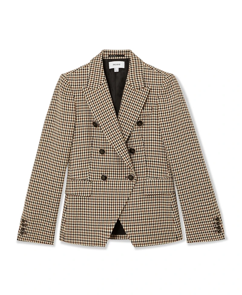 Reiss Women's Wool-Blend Double-Breasted Check Blazer