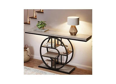 gaomon 55" Entryway Table, 5-Tier Console Tables for Entryway, Industrial Narrow Sofa Tables with Storage for Living Room