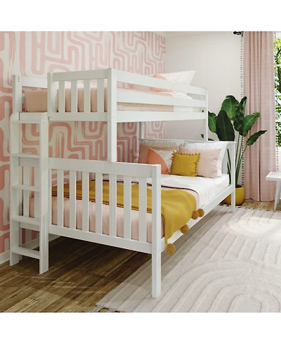 Max & Lily Solid Wood Bunk Bed, Twin over Full with Ladder on End for Kids