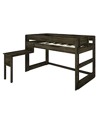 Max & Lily Solid Wood Loft Bed with Desk, Modern Farmhouse High Twin Loft Bed For Kids