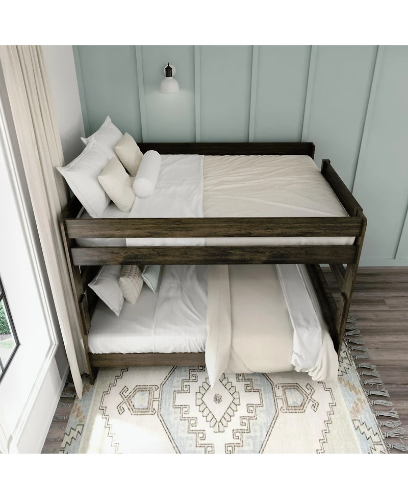 Max & Lily Farmhouse Queen Over Queen Bunk Bed for Kids Solid Wood