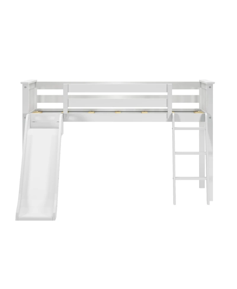 Max & Lily Low Loft With Easy Slide and Firetruck Curtain