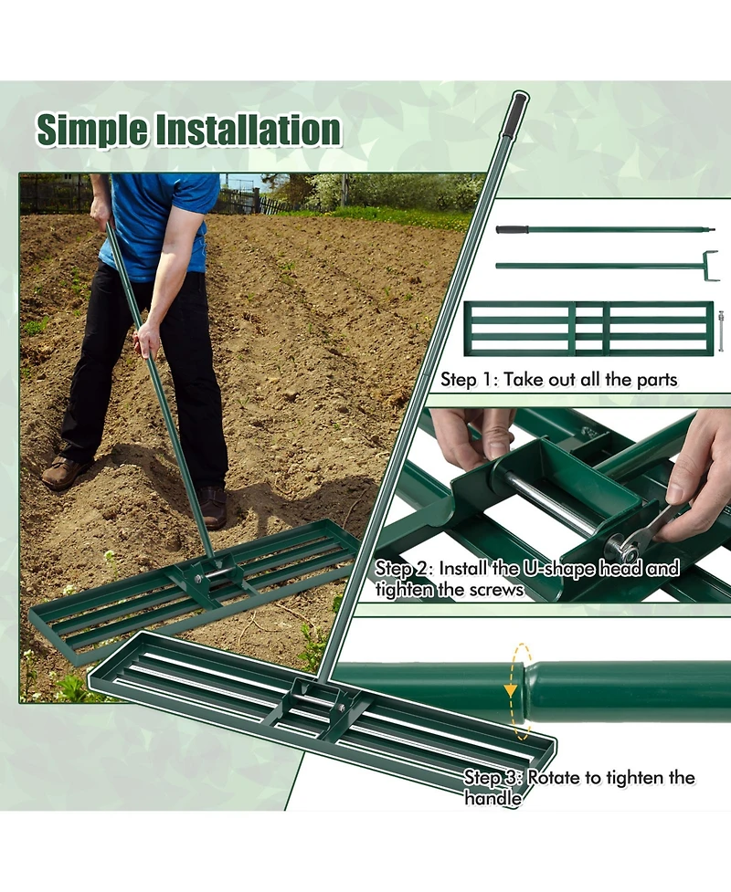 Sugift Heavy Duty Lawn Leveling Rake in for Soil