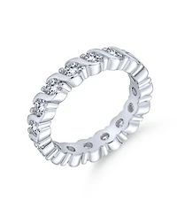 Bling Jewelry Cubic Zirconia Stackable Cz Eternity Thin 3MM Anniversary Band Ring Sterling Silver