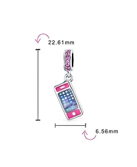 Bling Jewelry Cell Mobile Smart Phone Dangle Charm Bead Enamel Sterling Silver Fits Bracelet