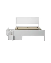Max & Lily Full Size Bed Frame with Storage Drawers, Solid Wood Platform Bed for Kids