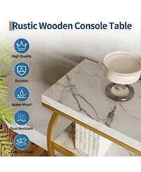 gaomon 3-Tier Industrial Entryway Table with Semicircular Metal Frame, Open Shelf Console Sofa Table for Living Room, Hallway