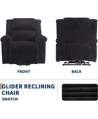 gaomon Corduroy Recliner Chair, Manual Recliner Sofa with Handle, Pillow Top Arms, Thick Padding, Side Pocket