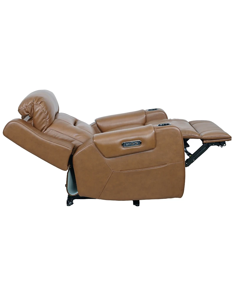 Belber Leather 41.75" Power Motion Lay Flat Recliner