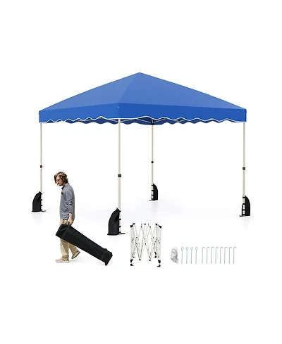 Sugift Foldable 10 X 10 Feet Pop up Canopy Tent with Wheeled Bag