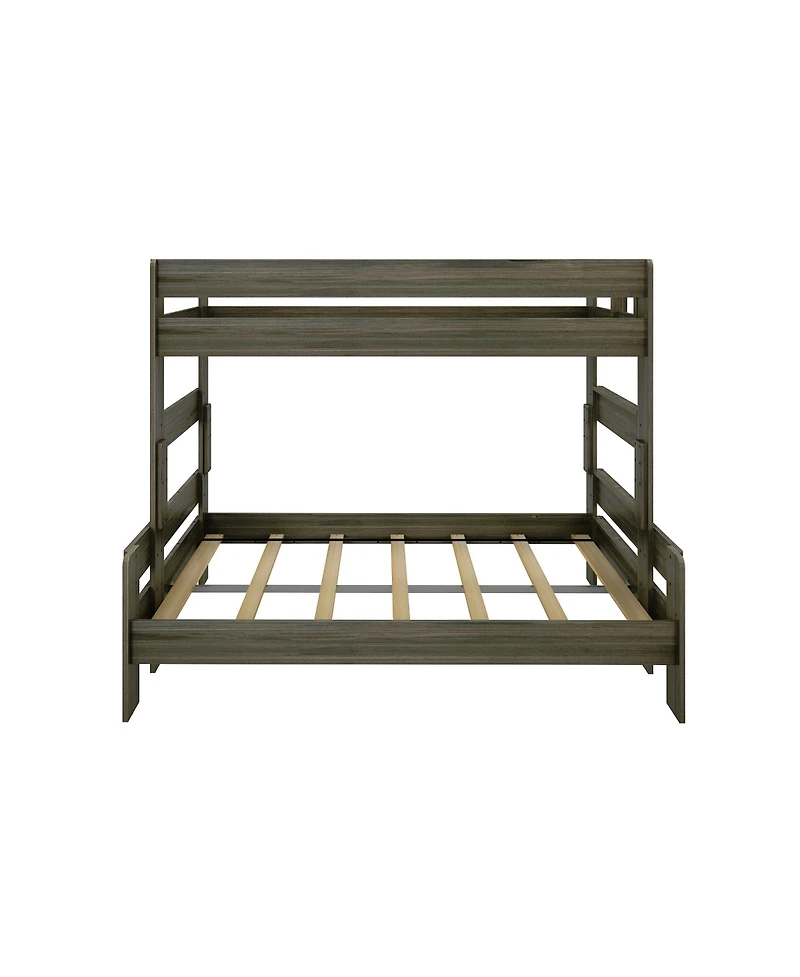 Max & Lily Bunk Bed Twin over Full Size, Modern Farmhouse Solid Wood Bunk Beds for Kids