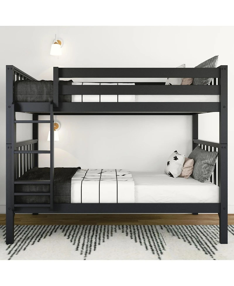 Max & Lily Bunk Bed, Scandinavian Solid Wood Twin over Beds for Kids