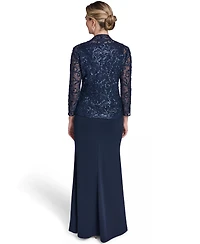 Jessica Howard Petite Scoop Neck Gown & Jacket, 2-Piece Set