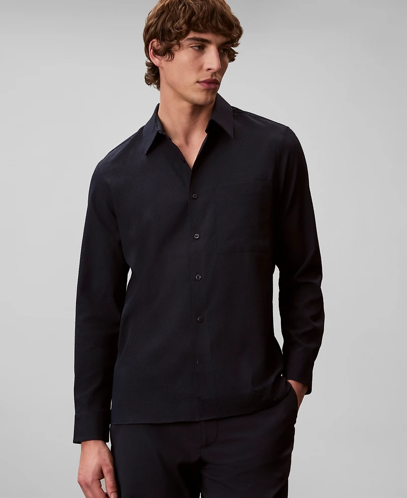 Calvin Klein Men's Collared Neck Long-Sleeve Shirt