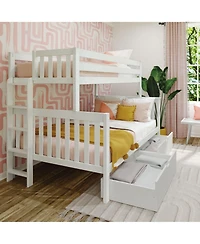 Max & Lily Full Bunk Bed With Ladder on End and Storage Drawers