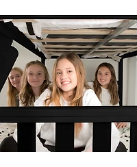 Max and Lily Bunk Bed Twin over Full Size, Solid Wood Scandinavian Style Beds for Kids