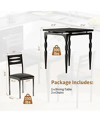 gaomon 3 Piece Dining Table Set, Farmhouse Style and Chairs Set for 2, Room Kitchen Apartment