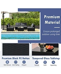 Gouun 5-Piece Wicker Patio Sofa Set with Cushions and Square Coffee Table