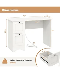 Mecale Wood Computer Desk Workstation with 2 Drawers for Home Office
