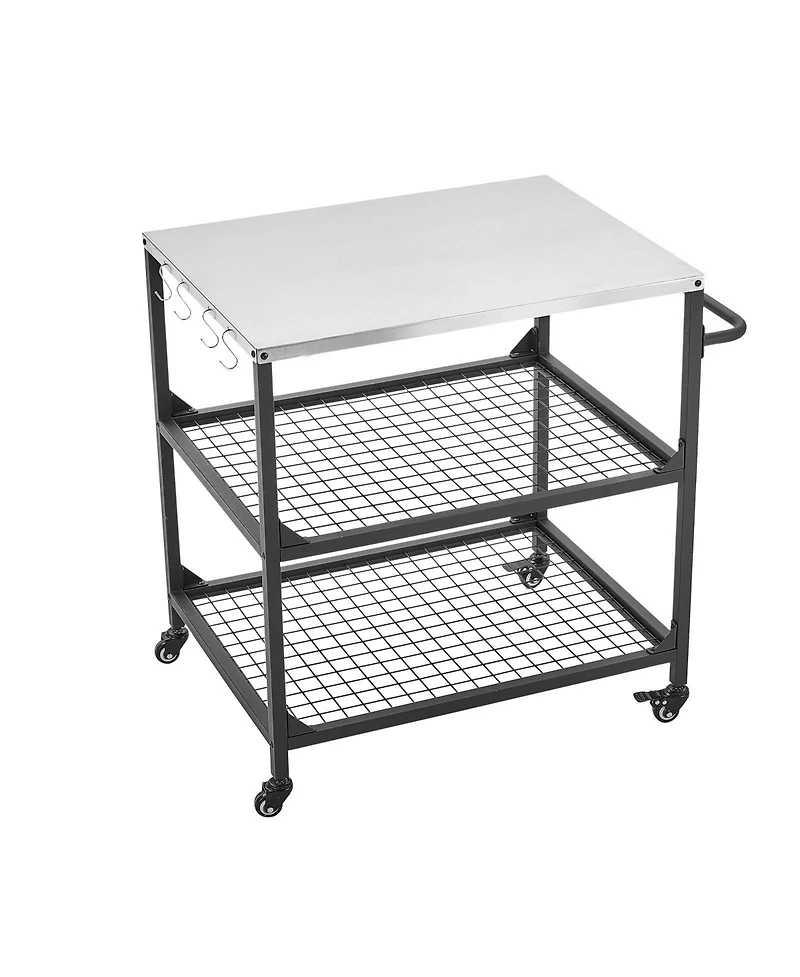 Ecooso Stainless Steel Outdoor Grill Cart with Mesh Shelves
