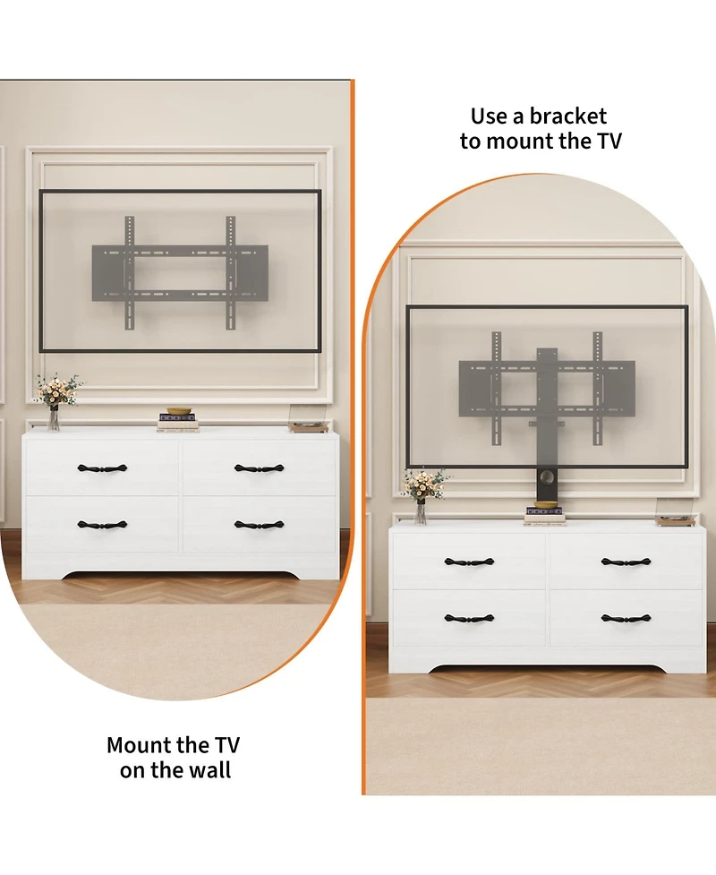 gaomon 63" Modern Tv Stand and Media Console for Up to 75" TVs - Mdf with Adjustable Mount, 6 Drawers.