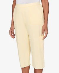 Alfred Dunner Petite Out of the Blue Fringe Denim Patch Pocket Capri Pants