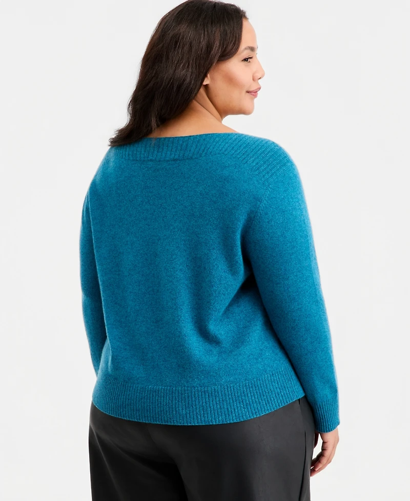Charter Club Plus 100% Cashmere Boat-Neck Sweater, Macy's Exclusive