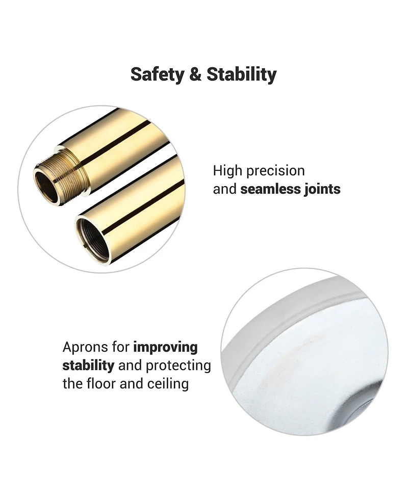 Yescom 3 Pack 9.25 Ft Spinning Static Dancing Pole Kit for Fitness Studio Club Gold