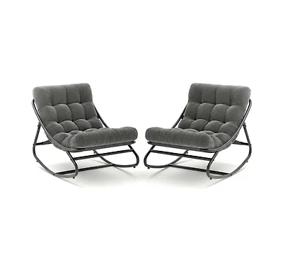 gaomon 2pcs Oversized Papasan Rocking Chair, 450 Lbs Metal Frame, 4.33'' Thick Uv and Water Resistant Cushion, Safe 30degree(s) Rocker