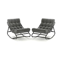 gaomon 2pcs Oversized Papasan Rocking Chair, 450 Lbs Metal Frame, 4.33'' Thick Uv and Water Resistant Cushion, Safe 30degree(s) Rocker